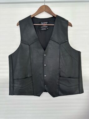 Allstate Leather Classic Biker Vest- Men’s XL